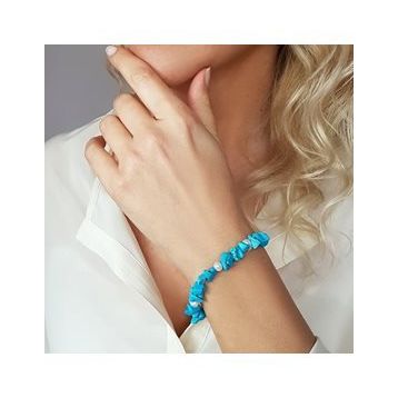 VAOOV 925 Ayar Gümüş İnci Ve Firuze Taşlı Bileklik