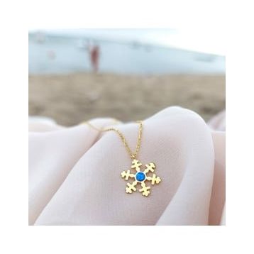 VAOOV 925 Ayar Gümüş Opal Taşlı Gold Kar Tanesi Kolye