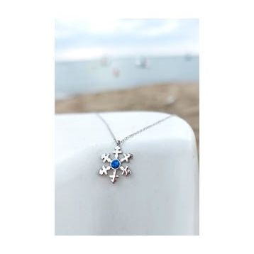 VAOOV 925 Ayar Gümüş Opal Taşlı Gold Kar Tanesi Kolye