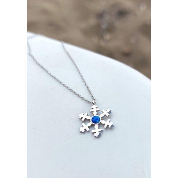 VAOOV 925 Ayar Gümüş Opal Taşlı Gold Kar Tanesi Kolye