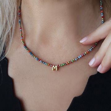 Vaoov 925 Ayar Gümüş Taşlı Harf Kolye