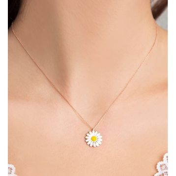 Vaoov 925 Ayar Mineli Papatya Gümüş Kolye