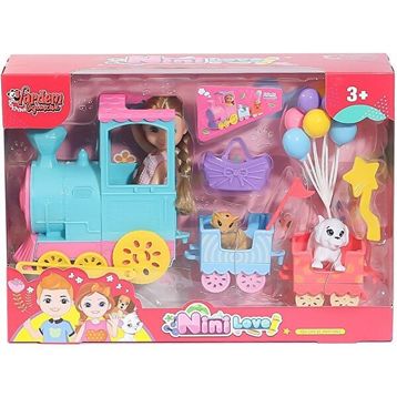 Vardem Oyuncak WL-55821 Nini Love Bebek Köpekli Tren Oyun Seti