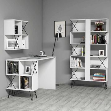 Variant Beyaz Extra Duvar Raflı Çalışma Masası
