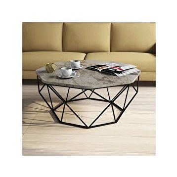 Variant Diamond Metal Ayaklı Beyaz Mermer Orta Sehpa