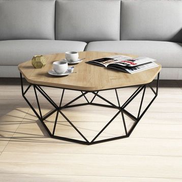 Variant Diamond Metal Ayaklı Meşe Orta Sehpa