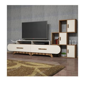Variant Flora Ceviz-Ekru Duvar Raflı Tv Ünitesi