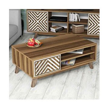 Variant İnci Ceviz-Sarı Orta Sehpa