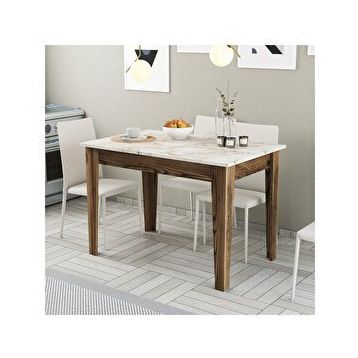 Variant Kiev Ceviz Beyaz Mermer 110x75 cm Mutfak Masası