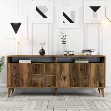 Variant Milan Ceviz - Ceviz 3'lü Salon Takımı