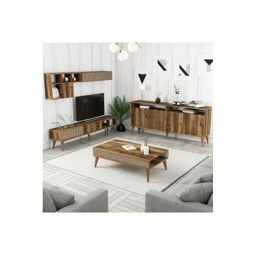 Variant Milan Ceviz - Ceviz 3'lü Salon Takımı