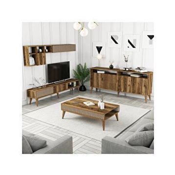 Variant Milan Ceviz - Ceviz 3'lü Salon Takımı