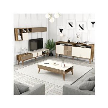 Variant Milan Ceviz - Krem 3'lü Salon Takımı