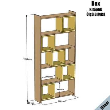 Variant Mobilya Box Ceviz Mavi Kitaplık
