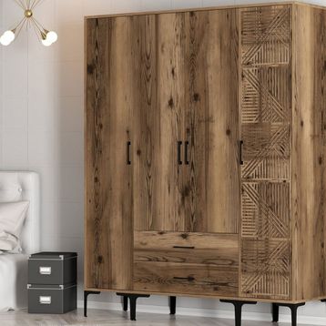 Variant Mobilya Kumsal 4 Kapılı STP Ceviz Gardrop