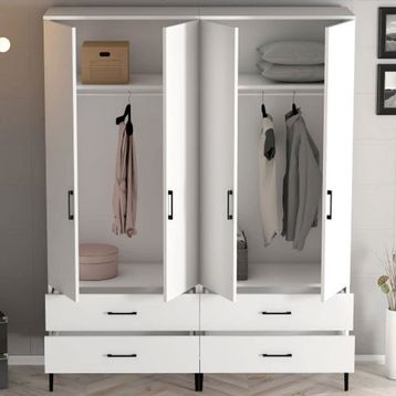 Variant Mobilya Kumsal 4 Kapılı TT Beyaz Gardrop