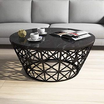 Variant Selin Metal Ferforje Siyah Mermer Orta Sehpa