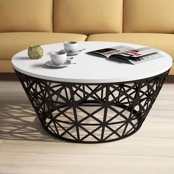Variant Stil Metal Ferforje Beyaz Orta Sehpa