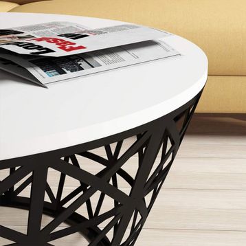Variant Stil Metal Ferforje Beyaz Orta Sehpa