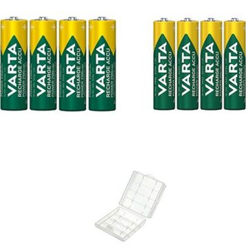 Varta 2100 mAh AA Kalem Pil 4'lü + 800 mAh AAA Şarjlı İnce Kalem Pil 4'lü + Pil Saklama Kutusu