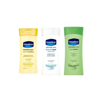 Vaseline Aloe Vera 200 ml Vücut Losyonu + Temel Onarım 200 ml Vücut Losyonu + Gelişmiş Onarım 200 ml Vücut Losyonu