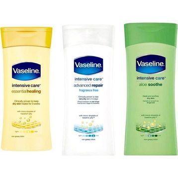 Vaseline Aloe Vera 200 ml Vücut Losyonu + Temel Onarım 200 ml Vücut Losyonu + Gelişmiş Onarım 200 ml Vücut Losyonu