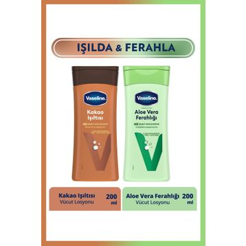 Vaseline Kakao Işıltısı 200 ml ve Aloe Vera Ferahlığı 200 ml Vücut Losyonu