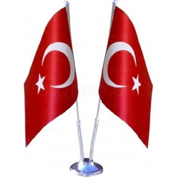 Vatan 15X22.5 cm Çift Kat Masa Bayrağı