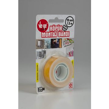 Ve-Ge BA5000190015-3AC 19 mm x 1.5 m Köpük Ağır Montaj Bandı
