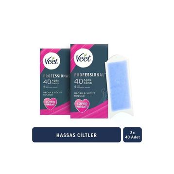 Veet Professional 2x40 Adet Hassas Ciltler için Ağda Bandı