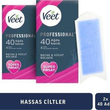 Veet Professional 2x40 Adet Hassas Ciltler için Ağda Bandı