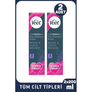 Veet Professional Tüm Ciltler 2x200 ml Tüy Dökücü Krem