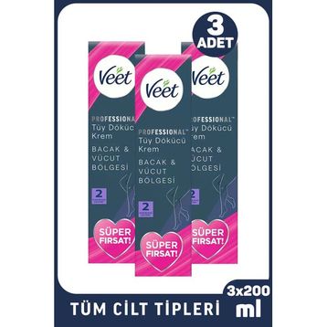 Veet Professional Tüm Ciltler 3x200 ml Tüy Dökücü Krem