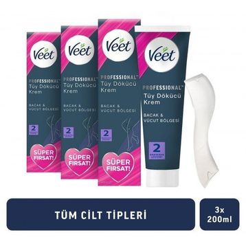 Veet Professional Tüm Ciltler 3x200 ml Tüy Dökücü Krem
