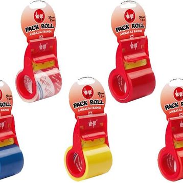 Vege 50 mm 15 m Packroll Mavi Sarı Şeffaf Bant