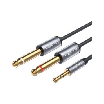 Veggieg 1.8 mt 3.5 mm to 6.35 mm 2 Mono Amfi Enstrüman AUX Ses Kablosu