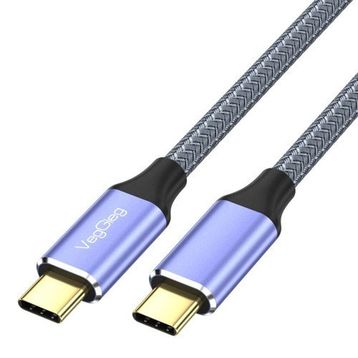 Veggieg 1 mt USB 3.1 GeN2 100W PD Type-C to Type-C Kablo 10 GBPS Veri 4K 60 Hz Görüntü ve Hızlı Şarj Desteği