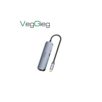 Veggieg 100W Type-C PD 5 Portlu 4K 60 Hz HDMI Gigabit Ethernet USB 3.0 Çoklayıcı Hub