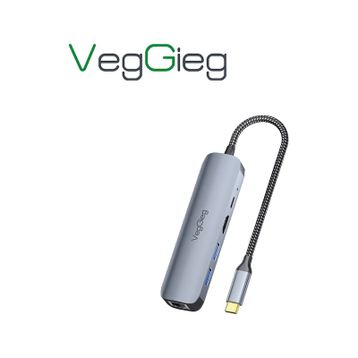 Veggieg 100W Type-C PD 5 Portlu 4K 60 Hz HDMI Gigabit Ethernet USB 3.0 Çoklayıcı Hub
