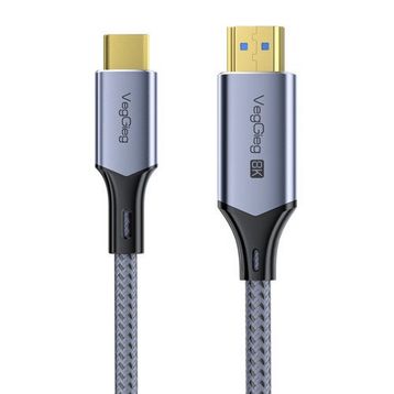 Veggieg 2 mt USB-C to HDMI Kablo 8K 60 Hz 4K 240 Hz 48 GBPS HDR 3D Destekli Örgülü Görüntü Aktarım Kablosu