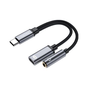 Veggieg 3.5 mm Type-C to Kulaklık ve Type-C Şarj Dönüştürücü Adaptör