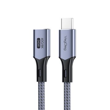Veggieg 50 cm E-Mark 240W 40 GBPS Thunderbolt 4 8K 60 Hz Type-C USB 4.0 Uzatma Kablosu