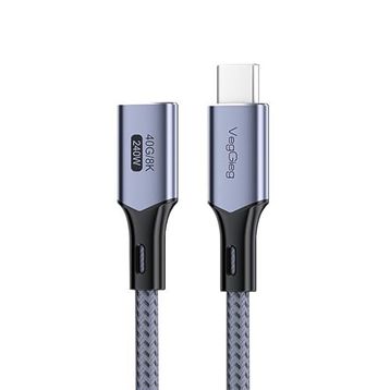 Veggieg 50 cm E-Mark 240W 40 GBPS Thunderbolt 4 8K 60 Hz Type-C USB 4.0 Uzatma Kablosu