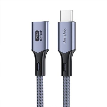 Veggieg 50 cm E-Mark 240W 40 GBPS Thunderbolt 4 8K 60 Hz Type-C USB 4.0 Uzatma Kablosu