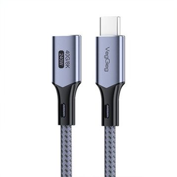 Veggieg 50 cm E-Mark 240W 40 GBPS Thunderbolt 4 8K 60 Hz Type-C USB 4.0 Uzatma Kablosu