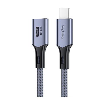 Veggieg 50 cm E-Mark 240W 40 GBPS Thunderbolt 4 8K 60 Hz Type-C USB 4.0 Uzatma Kablosu