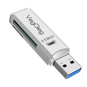Veggieg USB 2.0 Beyaz SD ve Micro SD Hafıza Kart Okuyucu