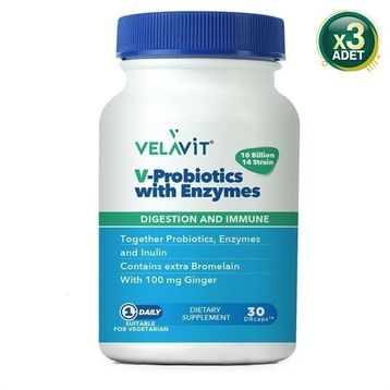 Velavit V-Probiotics Enzymes 30 Kapsül