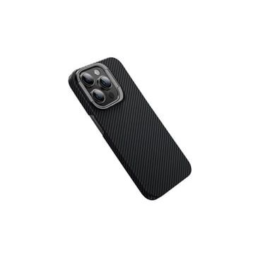 Vendas Apple iPhone 15 Pro Max Magsafe Şarj Özellikli 600D Kevlar Zore Krek Karbon Standlı Kapak Cep Telefonu Kılıfı