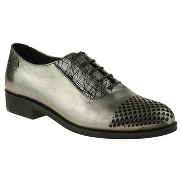 Venüs 145415Y Platin Sivri Burun Bağcıklı Loafer Kadın Ayakkabı